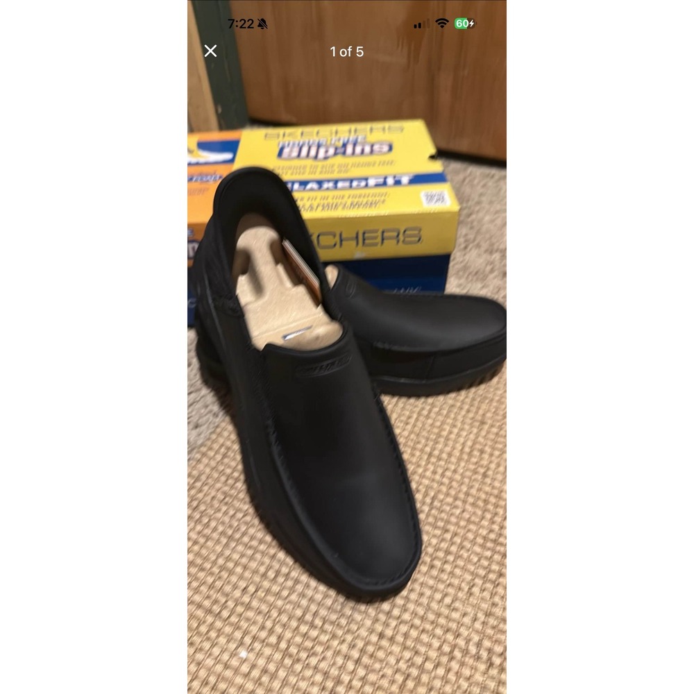 Skechers Slip-ins Mens 14 Black Relaxed Fit Air Cooled Memory Foam Shoes‎ 204866 - Picture 2 of 3